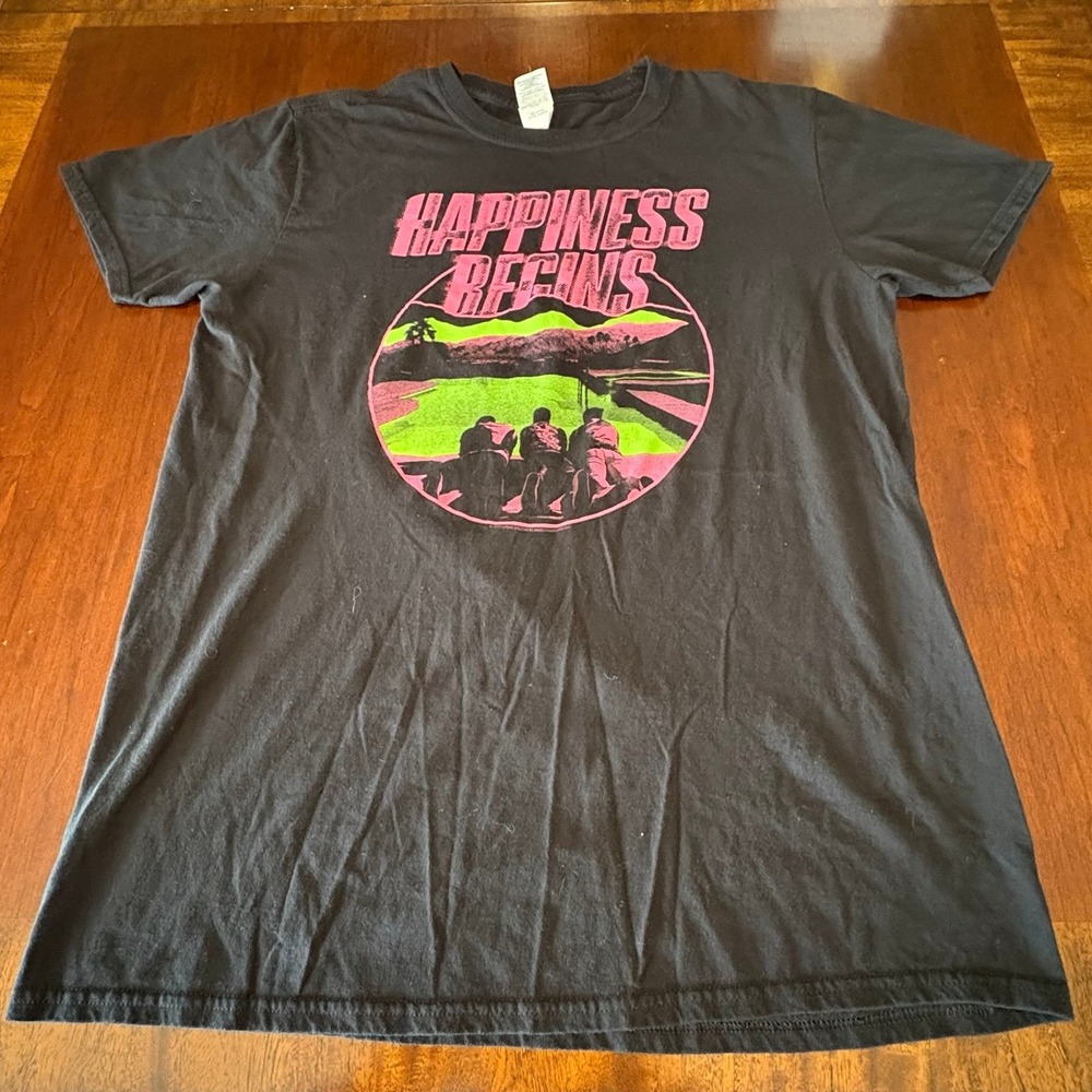 Jonas Brothers Happiness Begins Tour Graphic T-Shirt Black‎ Neon Print Size L